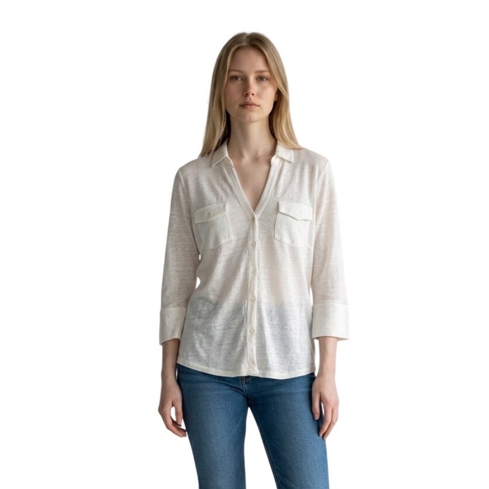 J.McLaughlin 3/4 Sleeve Button Down Shirt Size Small